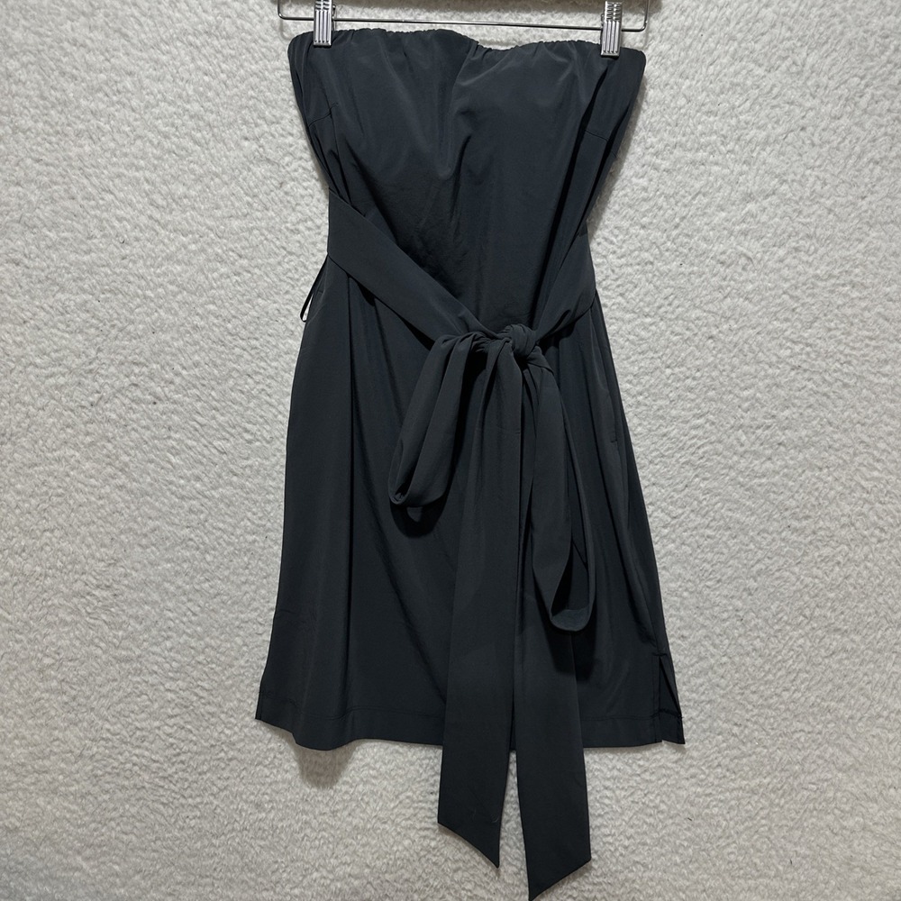 Athleta Anywhere Strapless Dress Women Size 2 Black Sleeveless Tube Top‎ Pockets